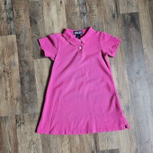 Vintage LANDS' END Girls' Fuchsia Polo Shirt Dress – Size 5 – Cotton